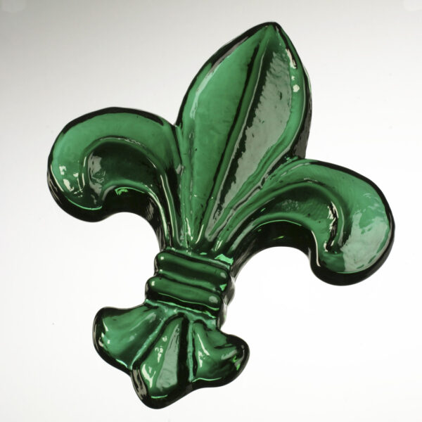 Green glass Fleur De Lis Paperweight.