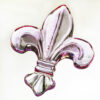 Pink glass Fleur De Lis Paperweight.