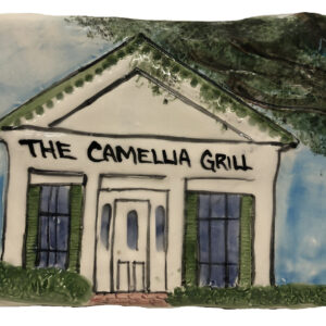 ceramic plauque of Camellia Grill in New Orleans.