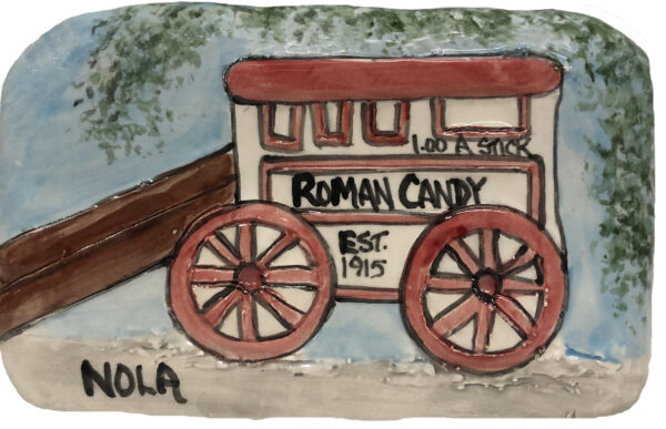 Roman Candy Ceramic Plaque.