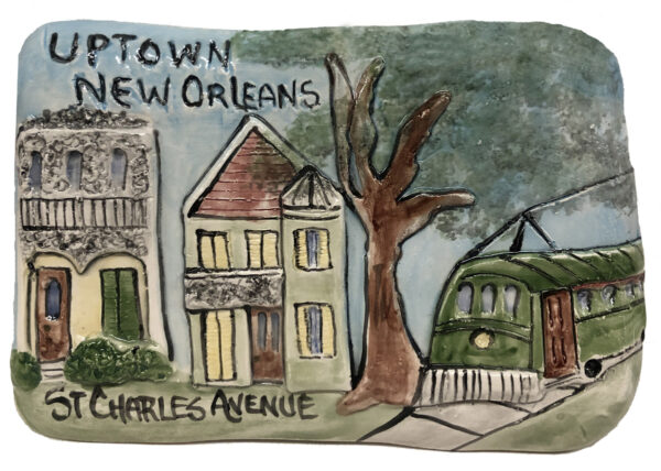 Uptown New Orleans St Charles Avenue ceramic plaque.