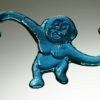 Aqua colored glass barrel monkey