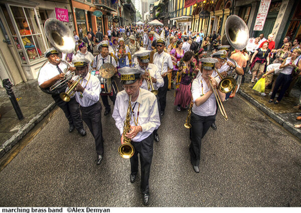 Brass band in New Orleans HDR photo print.