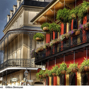 fancy historical architecture on Dauphine Street in New Orleans.