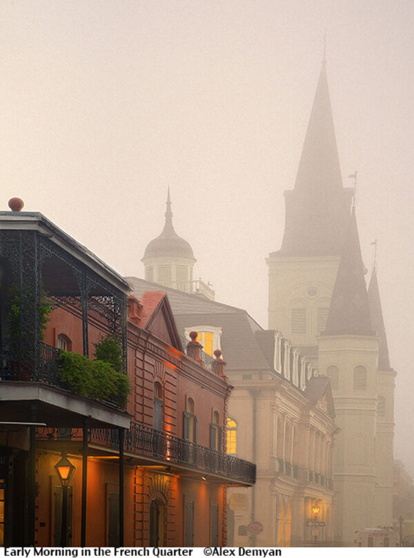foggy morning in New Orleans French Quarter.