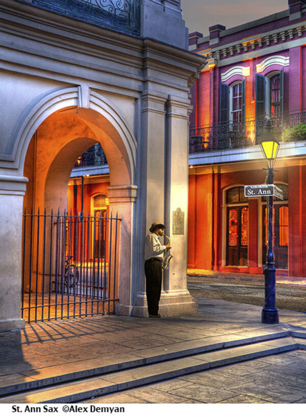 HDR photo print of sax player in New Orleans