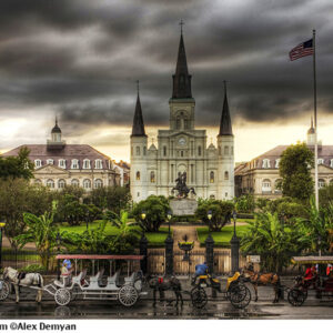 Clearing storm over landmarks in New Orleans.