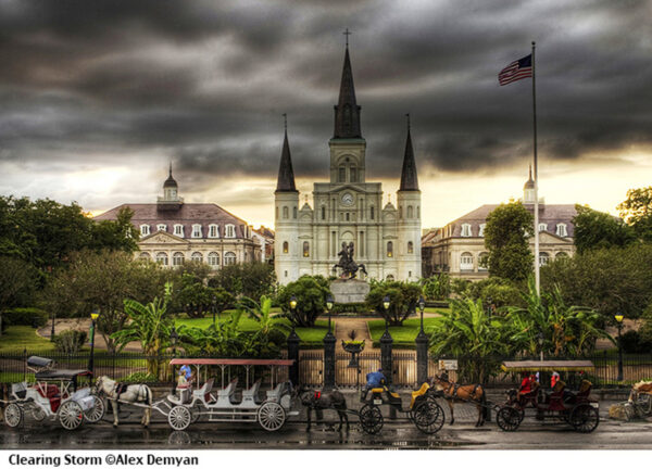 Clearing storm over landmarks in New Orleans.