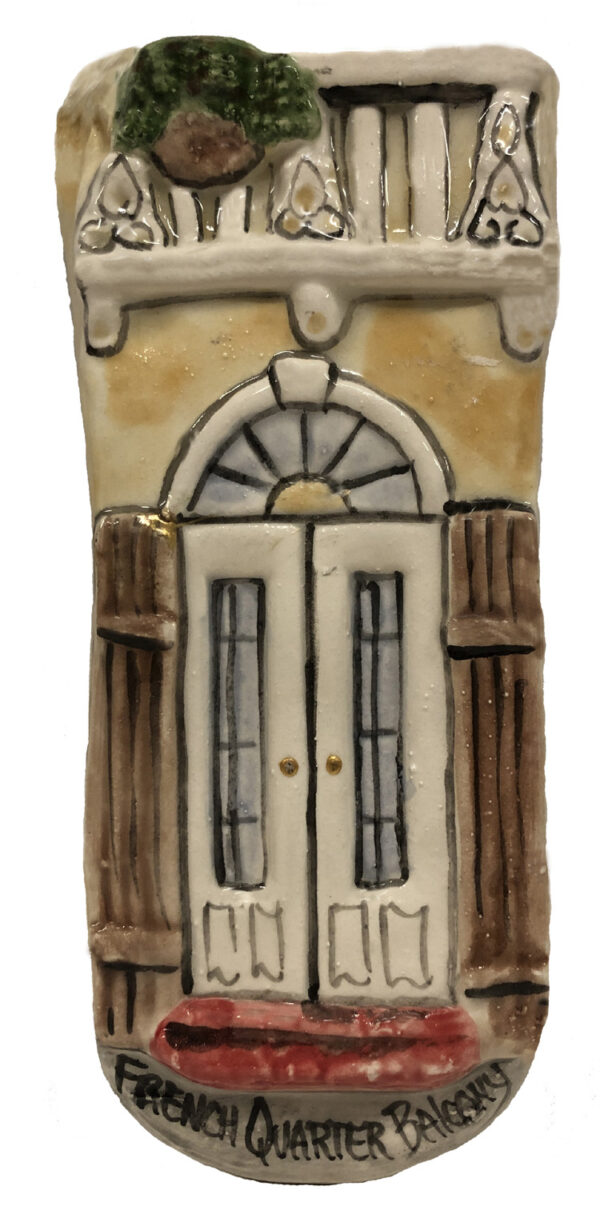 ceramic plauque of beautiful French quarter window in New Orleans.