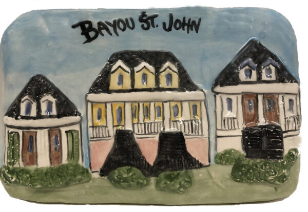 Bayou St. John painted on ceramic.