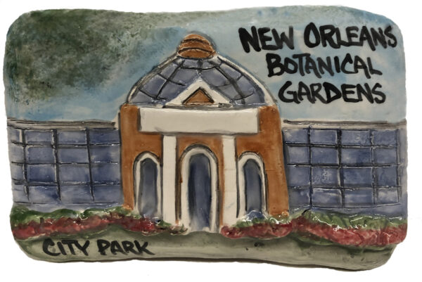 ceramic painting of New Orleans Botanical Gardens.