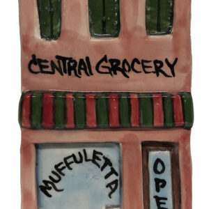 ceramic plaque of Central Grocery store in New Orleans.