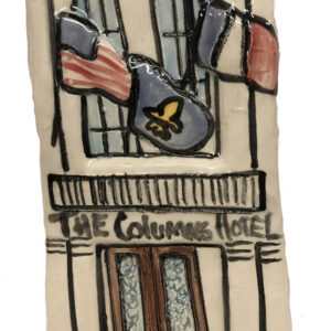 Ceramic plaque of The Columns Hotel.