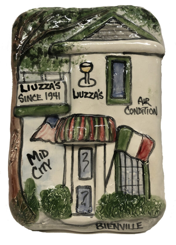 Ceramic Plaque of Luizzas Mid City in New Orleans.