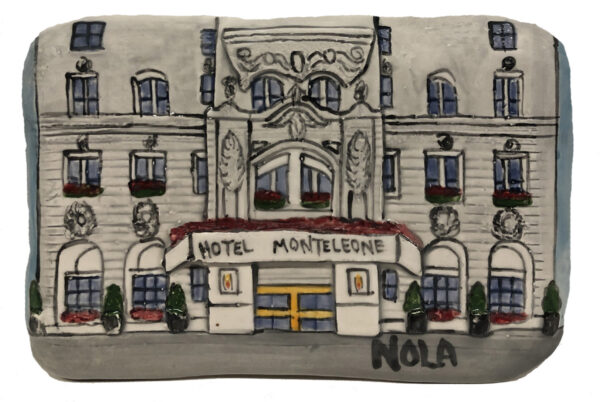 Ceramic plaque of Hotel Monteleone in New Orleans..