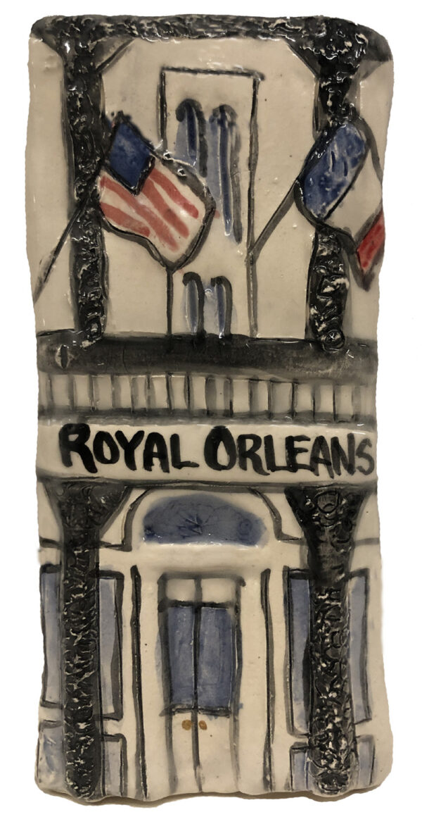 Royal Orleans Ceramic Plaque with american flag and french flag.