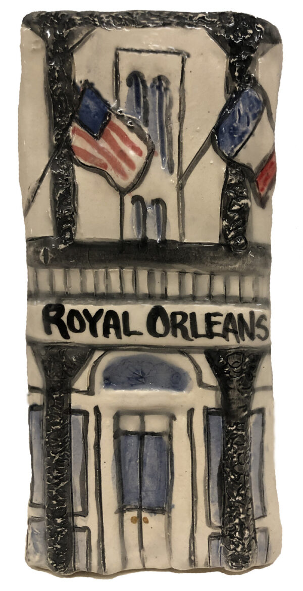 Ceramic plaque of the Royal Orleans hotel on Royal St.