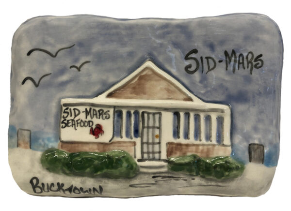 ceramic plaque of Sid Mars Sea Food.