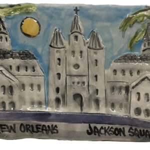 ceramic plauque of Jackson Square in New Orleans.