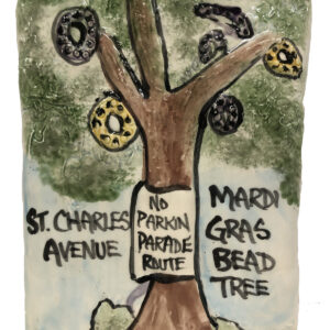 Plaque of Mardi Gras Bead Tree.