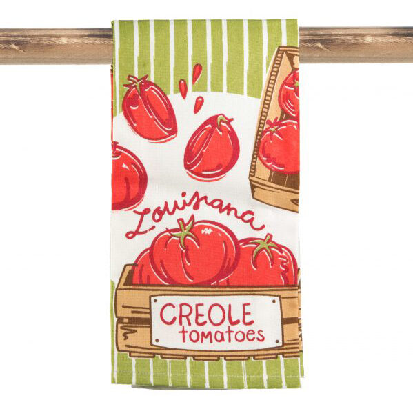 Creole tomatoes colorful kitchen towel.