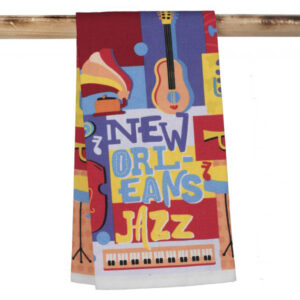 red purple and gold New Orleans Jazz towel.