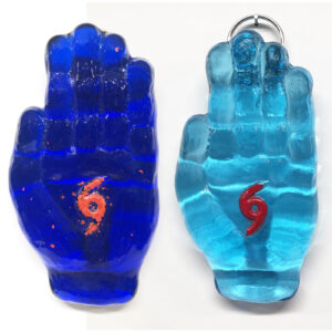 sculpted glass hands