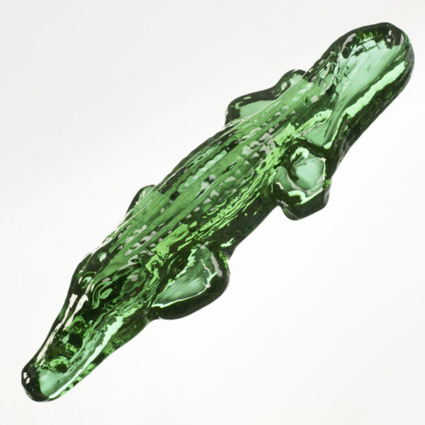 Green Glass alligator paperweight.
