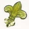 Olive Green glass Fleur De Lis Paperweight.