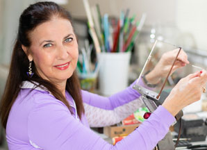 Carol Flannery in her studio