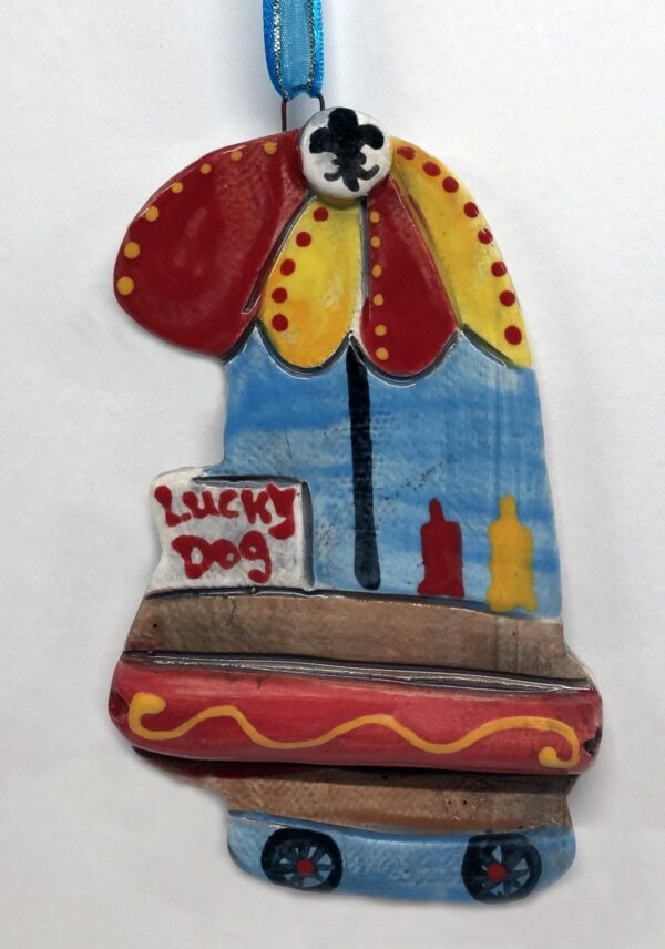 Lucky Dog Cart Ceramic Ornament