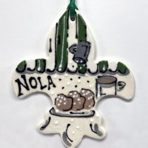 NOLA Coffee & Beignets ceramic ornament.