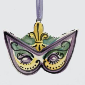 Ceramic Mardi Gras Mask Ornament.