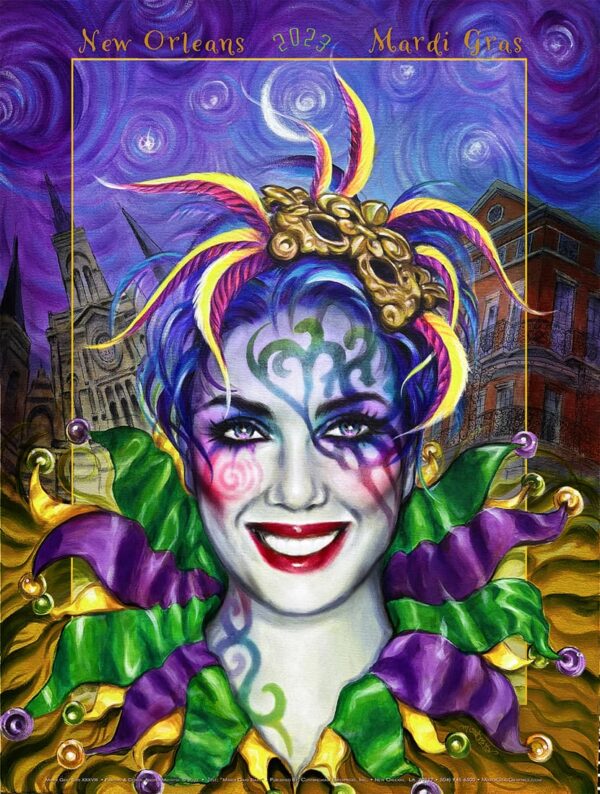 Andrea Mistretta 2023 Mardi Gras Poster - Mardi Gras Stars