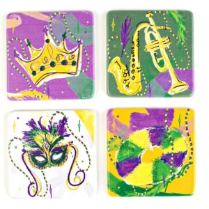 Set of 4 Mardi Gras Coasters