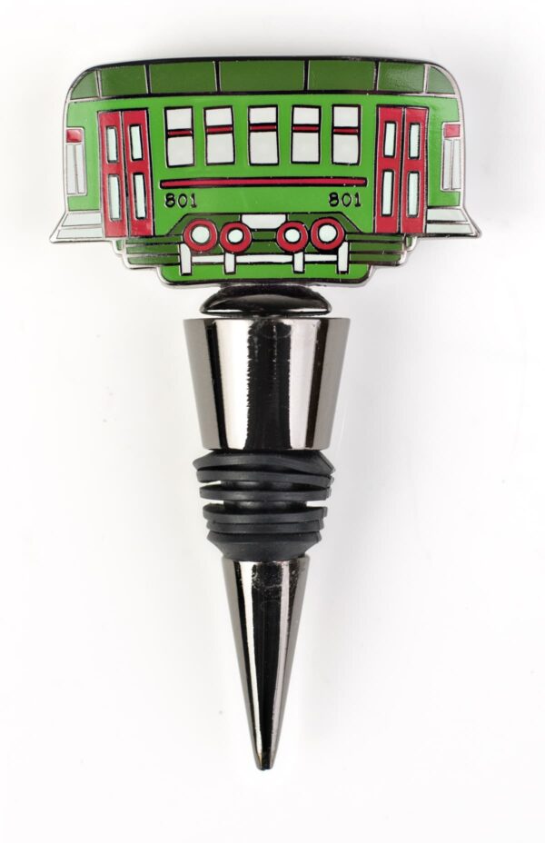 Wine Stopper with New Orleans streetcar design.