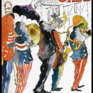New Orleans Jazz Matted watercolor print by Leo Meiersdorff from 1976.
