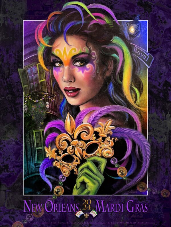 2024 Mardi Gras poster by Andrea Mistretta. Mardi Gras Essence.