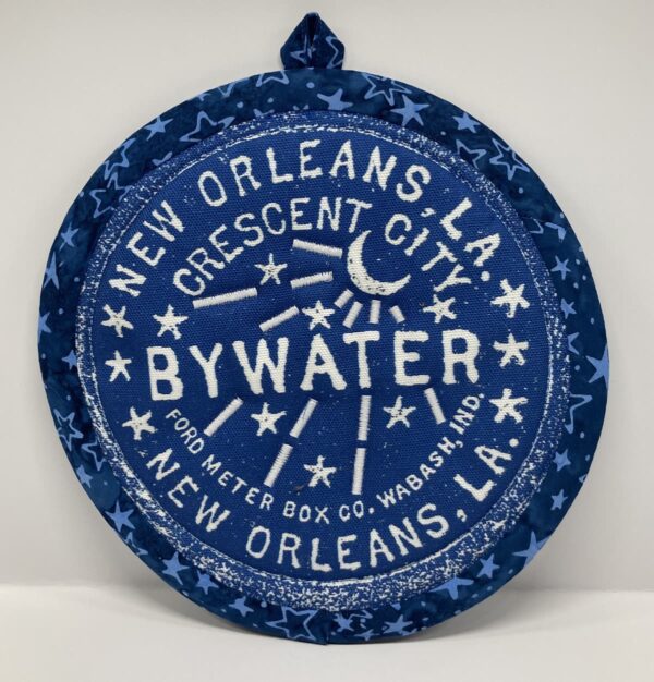 New Orleans' water meter inspired Potholders named for NOLA neighborhoods by Tracy Thomson of Kabuki Designs.