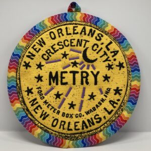 New Orleans' water meter inspired Potholders named for NOLA neighborhoods by Tracy Thomson of Kabuki Designs.