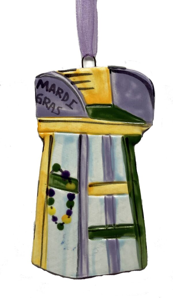 Mardi Gras Ladder Ceramic Ornament by Katie Baldwin.