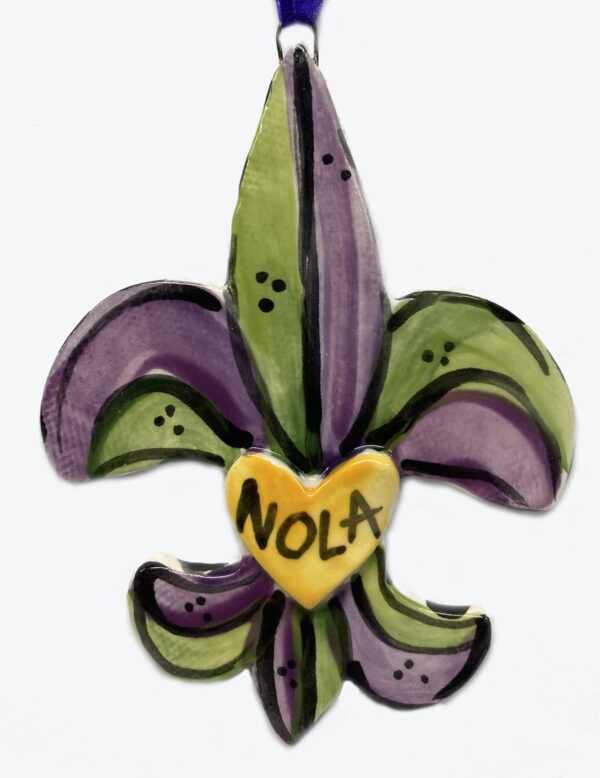 Fleur de Lis ceramic ornament by Katie Baldwin