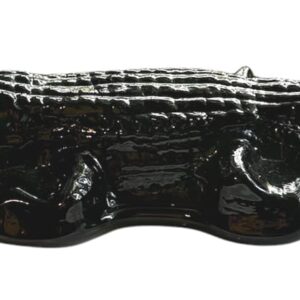 Glass alligator hand cast in glass by Mitchell Gaudet of Studio Inferno.
