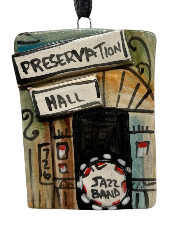Preservation Hall Ceramic Ornament by Katie Baldwin