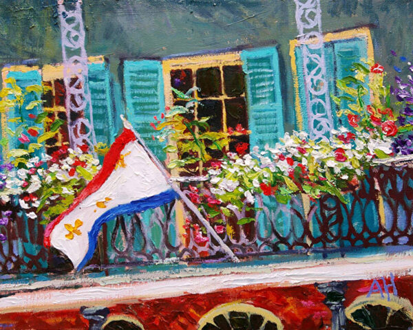 Fleur de Lis Balcony matted print by Adam Hall.