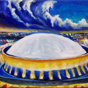 Superdome matted print by Adam Hall