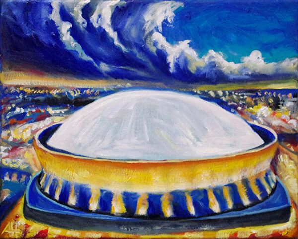 Superdome matted print by Adam Hall
