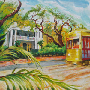 Streetcar by The Columns Hotel matted print by Adam Hall.