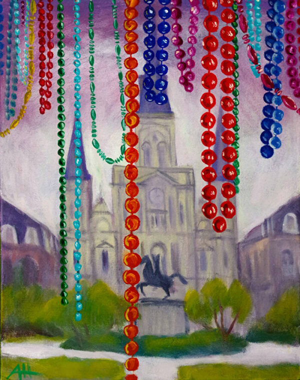 Beaded St. Louis Cathedral matted print by Adam Hall.