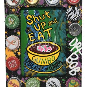 Be Nice or Leave folk art- bottle cap studded frame by Dr. Bob